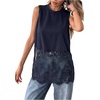 image:imageFloerns Womens Lace Tank Tops Patchwork Crewneck Sleeveless Tee TopsDark Blue