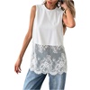 image:imageFloerns Womens Lace Tank Tops Patchwork Crewneck Sleeveless Tee TopsWhite