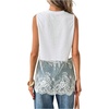image:imageFloerns Womens Lace Tank Tops Patchwork Crewneck Sleeveless Tee TopsWhite