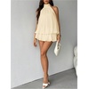 image:imageFloerns Womens Mesh Tie Knot Backless Ruffle Hem Halter Mini DressesApricot