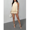 image:imageFloerns Womens Mesh Tie Knot Backless Ruffle Hem Halter Mini DressesBeige