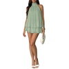 image:imageFloerns Womens Mesh Tie Knot Backless Ruffle Hem Halter Mini DressesMint Green