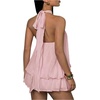 image:imageFloerns Womens Mesh Tie Knot Backless Ruffle Hem Halter Mini DressesPink