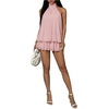 image:imageFloerns Womens Mesh Tie Knot Backless Ruffle Hem Halter Mini DressesPink