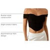 image:imageFloerns Womens Off Shoulder Short Sleeve Ruched Corset Crop Going Out TopBlack
