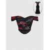 image:imageFloerns Womens Off Shoulder Short Sleeve Ruched Corset Crop Going Out TopBlack Red Floral