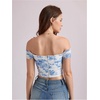 image:imageFloerns Womens Off Shoulder Short Sleeve Ruched Corset Crop Going Out TopBlue and White