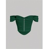 image:imageFloerns Womens Off Shoulder Short Sleeve Ruched Corset Crop Going Out TopDark Green