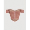 image:imageFloerns Womens Off Shoulder Short Sleeve Ruched Corset Crop Going Out TopDusty Pink