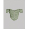image:imageFloerns Womens Off Shoulder Short Sleeve Ruched Corset Crop Going Out TopMint Green