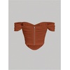 image:imageFloerns Womens Off Shoulder Short Sleeve Ruched Corset Crop Going Out TopRust Brown