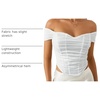 image:imageFloerns Womens Off Shoulder Short Sleeve Ruched Corset Crop Going Out TopWhite
