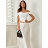 image:imageFloerns Womens Off Shoulder Short Sleeve Ruched Corset Crop Going Out TopWhite