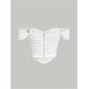 image:imageFloerns Womens Off Shoulder Short Sleeve Ruched Corset Crop Going Out TopWhite
