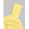 image:imageFloerns Womens Off Shoulder Short Sleeve Ruched Corset Crop Going Out TopYellow