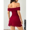 image:imageFloerns Womens Off The Shoulder Mini Dress Short Sleeve Bodycon Going Out DressesRed