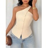 image:imageFloerns Womens One Shoulder Sleeveless Blazer Button Down Suit VestApricot