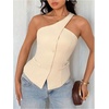 image:imageFloerns Womens One Shoulder Sleeveless Blazer Button Down Suit VestApricot
