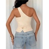image:imageFloerns Womens One Shoulder Sleeveless Blazer Button Down Suit VestApricot