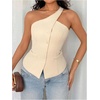 image:imageFloerns Womens One Shoulder Sleeveless Blazer Button Down Suit VestApricot