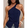 image:imageFloerns Womens One Shoulder Sleeveless Blazer Button Down Suit VestDark Blue