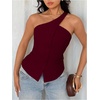 image:imageFloerns Womens One Shoulder Sleeveless Blazer Button Down Suit VestMaroon