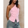 image:imageFloerns Womens One Shoulder Sleeveless Blazer Button Down Suit VestPink
