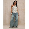 image:imageFloerns Womens One Shoulder Sleeveless Blazer Button Down Suit VestWhite Polka Dots