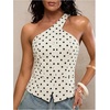 image:imageFloerns Womens One Shoulder Sleeveless Blazer Button Down Suit VestWhite Polka Dots