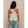 image:imageFloerns Womens One Shoulder Sleeveless Blazer Button Down Suit VestWhite Polka Dots