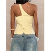 image:imageFloerns Womens One Shoulder Sleeveless Blazer Button Down Suit VestYellow