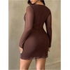 image:imageFloerns Womens Plus Size Elegant Ruched Bodycon Date Night Mini DressBrown