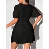 image:imageFloerns Womens Plus Size Flounce Sleeve V Neck A Line Night Out Mini DressBlack