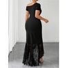 image:imageFloerns Womens Plus Size Lace Dress Off The Shoulder Bodycon Maxi DressesBlack