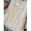 image:imageFloerns Womens Plus Size Pearl Beaded Tunic Dress Long Sleeve Tie Neck Casual Shirt DressesApricot