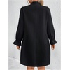 image:imageFloerns Womens Plus Size Pearl Beaded Tunic Dress Long Sleeve Tie Neck Casual Shirt DressesBlack