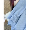 image:imageFloerns Womens Plus Size Pearl Beaded Tunic Dress Long Sleeve Tie Neck Casual Shirt DressesBlue