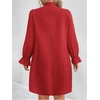 image:imageFloerns Womens Plus Size Pearl Beaded Tunic Dress Long Sleeve Tie Neck Casual Shirt DressesRed