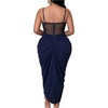 image:imageFloerns Womens Plus Size Shiny Corset Ruched Slit Hem Cocktail DressesDark Blue