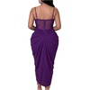 image:imageFloerns Womens Plus Size Shiny Corset Ruched Slit Hem Cocktail DressesPurple