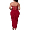 image:imageFloerns Womens Plus Size Shiny Corset Ruched Slit Hem Cocktail DressesRed