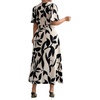 image:imageFloerns Womens Plus Size Tropical Midi Dress Flounce Sleeve V Neck Split A Line Vacation DressesBlack and White