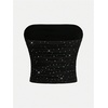image:imageFloerns Womens Rhinestone Sleeveless Bandeau Party Corset Sequin Tube TopBlack