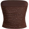 image:imageFloerns Womens Rhinestone Sleeveless Bandeau Party Corset Sequin Tube TopCoffee Brown