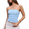 image:imageFloerns Womens Rhinestone Sleeveless Bandeau Party Corset Sequin Tube TopLight Blue