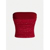 image:imageFloerns Womens Rhinestone Sleeveless Bandeau Party Corset Sequin Tube TopRose Red