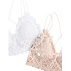 image:imageFloerns Womens Sexy Lace V Neck Criss Cross Back Bralette Crop TopBeige and White