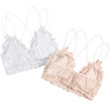 image:imageFloerns Womens Sexy Lace V Neck Criss Cross Back Bralette Crop TopBeige and White