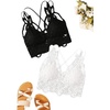 image:imageFloerns Womens Sexy Lace V Neck Criss Cross Back Bralette Crop TopBlack White