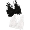 image:imageFloerns Womens Sexy Lace V Neck Criss Cross Back Bralette Crop TopBlack White